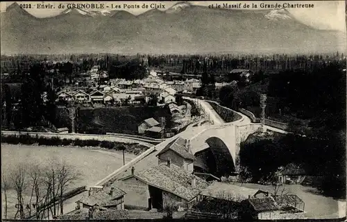 Ak Grenoble Isère, Les Ponts de Claix et le Massif de la Grande Chertreuse