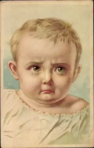 Künstler Ak Kinderportrait, weinendes Kleinkind