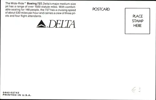 Ak Amerikanisches Passagierflugzeug, Boeing 727, Delta