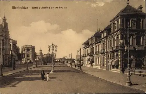 Ak Montevideo Uruguay, Hotel y Rambla de los Pocitos