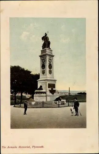 Ak Plymouth South West England, The Armada Memorial