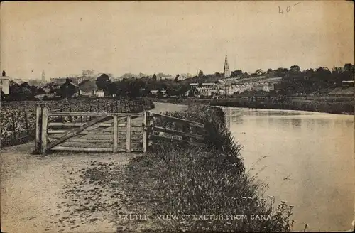 Ak Exeter South West England, View of Exeter from Canal