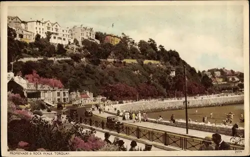 Ak Torquay South West England, Promenade & Rock Walk