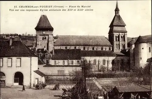Ak Chambon sur Voueize Creuse, Place du Marche