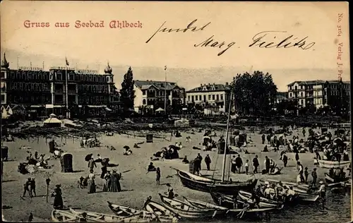 Ak Ostseebad Ahlbeck Heringsdorf auf Usedom, Strandleben, Hotels