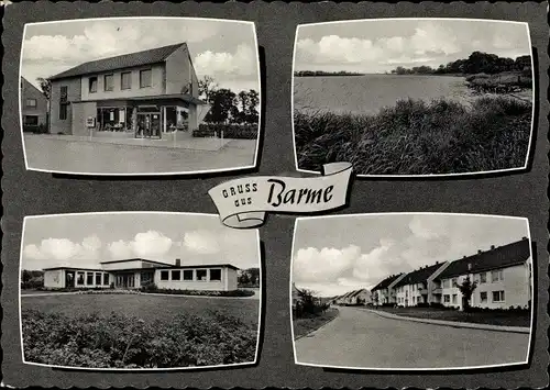 Ak Barmer an der Weser, Kaufhaus Schiemann, Wasserpartie, Straßenansicht