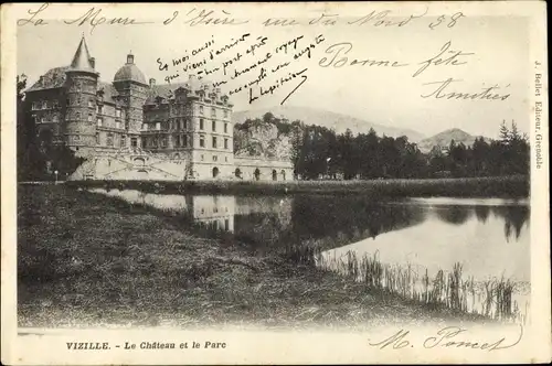 Ak Vizille Isere, Le Chateau et le Parc