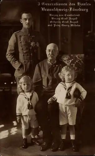 Ak Herzog von Cumberland, Herzog Ernst August, Erbprinz Ernst August, Prinz Georg Wilhelm