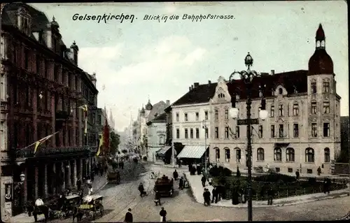 Ak Gelsenkirchen im Ruhrgebiet, Blick in die Bahnhofstraße