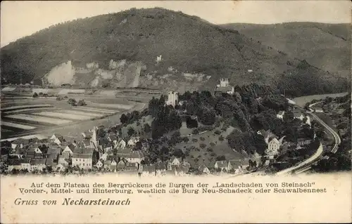 Ak Neckarsteinach in Hessen, Panorama vom Ort