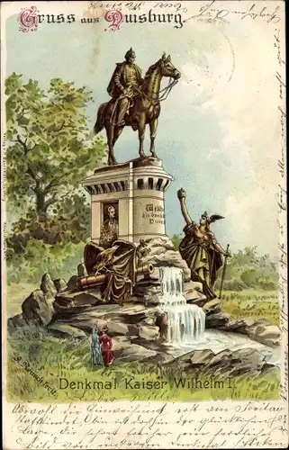 Künstler Litho Duisburg im Ruhrgebiet, Denkmal Kaiser Wilhelm I.