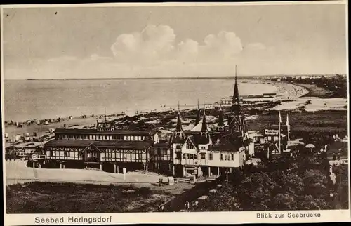 Ak Ostseebad Heringsdorf auf Usedom, Blick zur Seebrücke