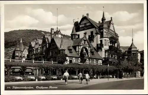 Ak Assmannshausen Rüdesheim am Rhein, Gasthof Krone