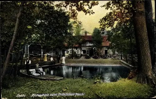 Ak Lehde Lübbenau in Brandenburg, Gasthaus Restaurant zum Fröhlichen Hecht, Kähne