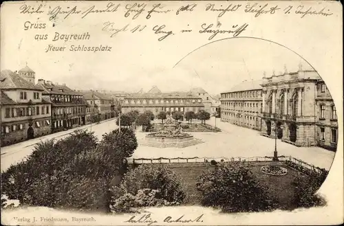 Ak Bayreuth in Oberfranken, Neuer Schlossplatz, Brunnen