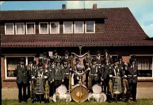Ak Kirchhatten Hatten Niedersachsen, Spielmannszug d. Schützenvereins, Georg Schnitzker, Instrumente