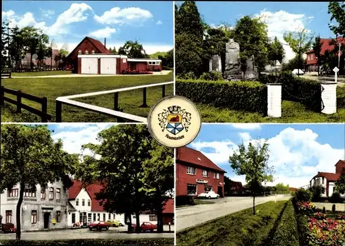 Wappen Ak Neuenkirchen Diepholz Niedersachsen, Strassenansicht, Ehrenmal, Geschäft