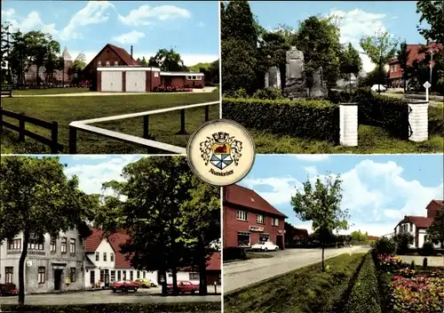 Wappen Ak Neuenkirchen Diepholz Niedersachsen, Strassenansicht, Ehrenmal, Geschäft