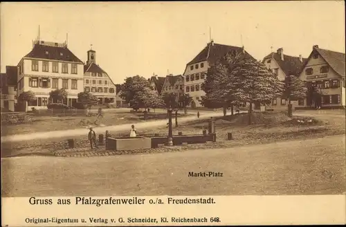 Ak Pfalzgrafenweiler im Nordschwarzwald, Marktplatz