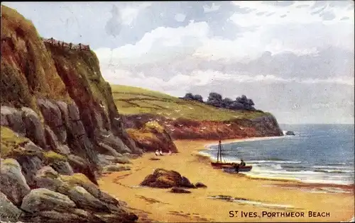 Künstler Ak St. Ives Cornwall South West England, Porthmeor Beach