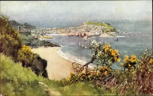 Künstler Ak St. Ives Cornwall South West England, General View and Beach