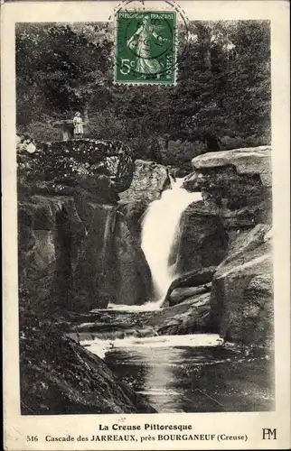 Ak Bourganeuf Creuse, Cascade des Jarreaux