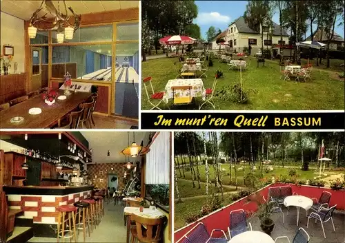 Ak Bassum in Niedersachsen, Im munt'ren Quell, Kegelbahn, Bar, Terrasse, Garten