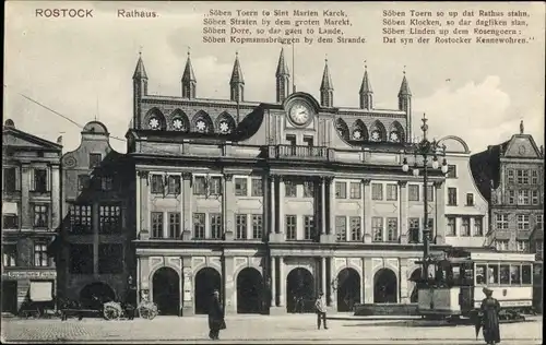 Ak Rostock in Mecklenburg Vorpommern, Rathaus, Gedicht