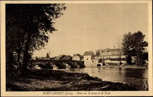 Ak Port Lesney Jura, Pont sur la Loue et la Poste