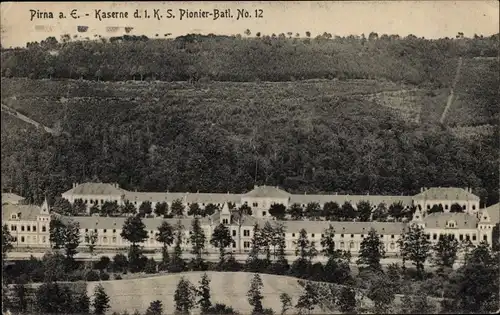 Ak Pirna an der Elbe, Kaserne K. S. Pionier Batl. No. 12