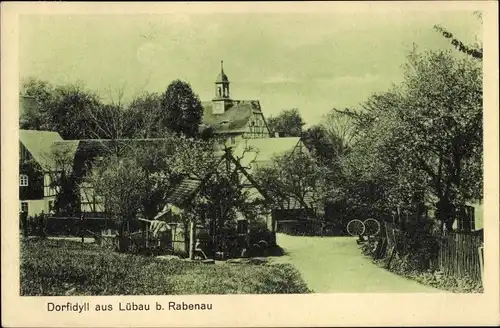 Ak Lübau Rabenau Erzgebirge, Dorfidyll