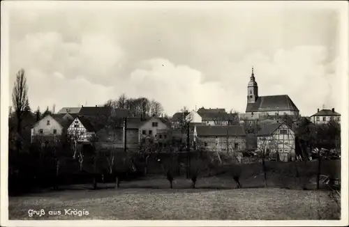 Ak Krögis Käbschütztal Sachsen, Kirche, Wohnhäuser