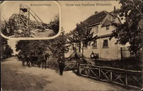 Ak Winterstein Waltershausen in Thüringen, Forsthaus, Felsen