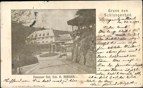 Ak Schlangenbad im Taunus Hessen, Nassauer Hof, Außenansicht