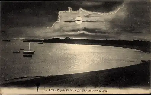 Mondschein Ak Piriac Loire Atlantique, Lèrat, La Baie, au clair de lune
