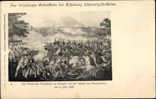 Künstler Ak Haderslev Hadersleben Dänemark, Tann'sche Freischaar im Kampf 1848, Erhebung