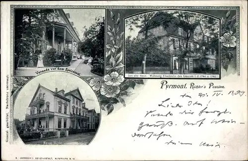 Ak Bad Pyrmont in Niedersachsen, Richter's Pension, neue Villa, Wohnung Friedrichs des Großen