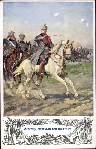 Künstler Ak Generalfeldmarschall von Mackensen zu Pferde