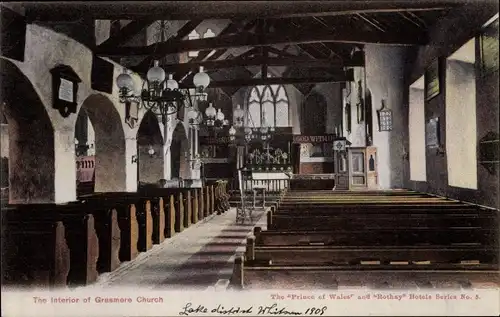Ak Grasmere Lake District Cumbria North West England, the Interior of Grasmere Church