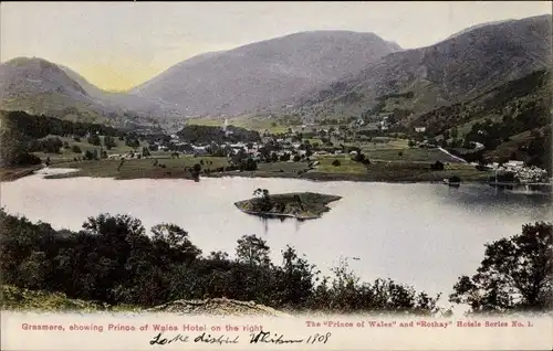 Ak Grasmere Lake District Cumbria North West England, Grasmere showing Prince of Wales Hotel