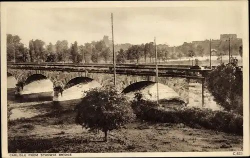 Ak Carlisle Cumbria North West England, Carlisle from Stanwix Bridge