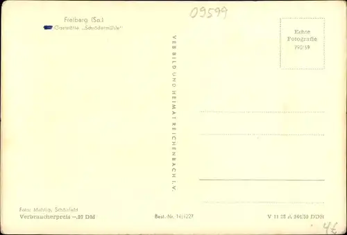 Ak Freiberg in Sachsen, Gaststätte Schrödermühle