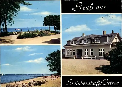 Ak Steinberghaff Steinberg in Schleswig Holstein, Hotel Café, Strand