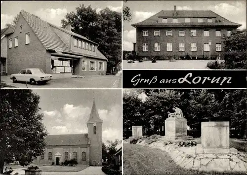 Ak Lorup Niedersachsen, Kirche, Ehrenmal, Edeka, Gebäude