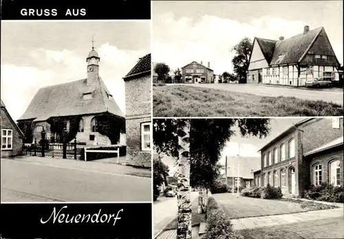 Ak Neuendorf Elmshorn Steinburg in Schleswig Holstein, Kirche, Fachwerkhaus, Gebäude