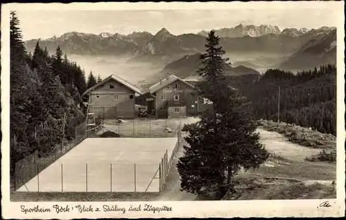 Ak Nesselwang im Allgäu, Sportheim Böck auf dem Edelsberg, Säuling, Zugspitze