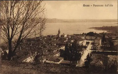 Ak Arona Lago Maggiore Piemonte Italien, Panorama dall alto