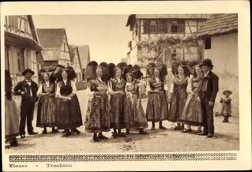 Ak Elsaß Lothringen, Menschen in Tracht, Gruppenbild