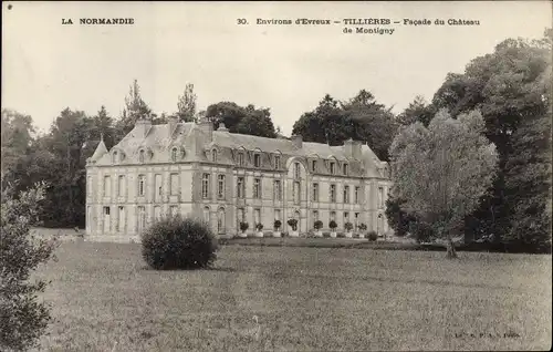 Ak Tillières Eure, Facade du Chateau de Montigny