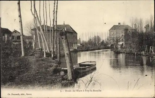 Ak Ivry la Bataille Eure, Bords de l'Eure